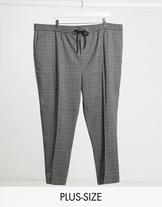 Серые строгие брюки в клетку New Look Plus-Серый
