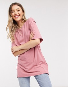 Свободная розовая футболка с акцентными швами ASOS DESIGN-Розовый