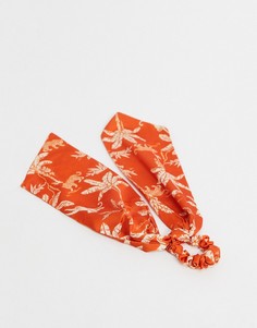 Оранжевый платок на волосы с леопардовым и пальмовым принтом ASOS DESIGN