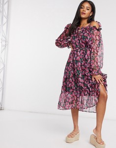 Платье мидакси с цветочным принтом Missguided-Мульти