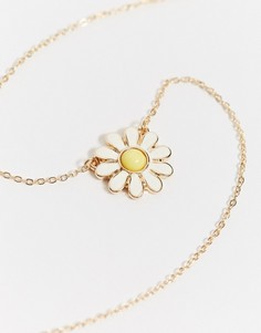 Золотистое ожерелье с подвеской в виде маргаритки ASOS DESIGN-Золотой