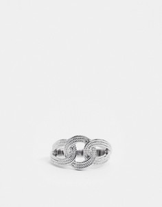 Серебристое кольцо со звеньями и стразами DesignB-Серебряный