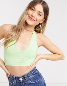 Нежно-зеленый кроп-топ с халтером ASOS DESIGN-Белый