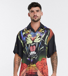 Черная рубашка с принтом тигра Reclaimed Vintage inspired-Черный