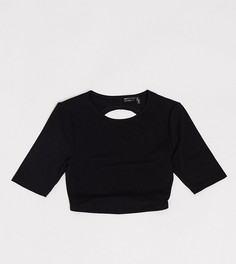 Черный кроп-топ с открытой спиной и рукавами до локтя ASOS DESIGN Tall