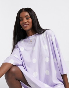 Лавандовое платье-футболка в стиле oversized с узором ASOS DESIGN-Фиолетовый