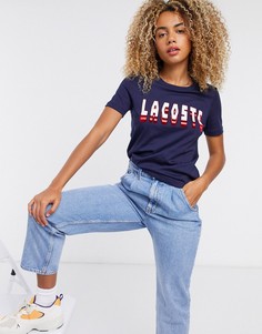 Синяя футболка с круглым вырезом Lacoste-Синий