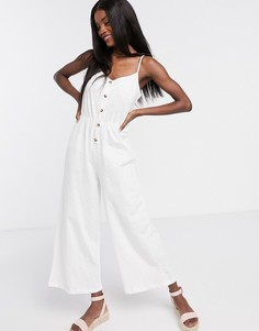 Комбинезон на бретелях с пуговицами ASOS DESIGN-Белый