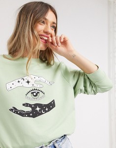 Oversized-свитшот мятного цвета с принтом Daisy Street-Зеленый