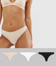 3 невидимых под одеждой бразильских трусов с кружевом ASOS DESIGN​​​​​​​-Мульти