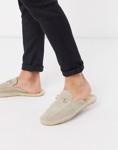 Светло-бежевые замшевые мюли-эспадрильи с отделкой ASOS DESIGN-Светло-бежевый
