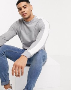 Серый меланжевый свитшот обтягивающего кроя с полосой по бокам ASOS DESIGN