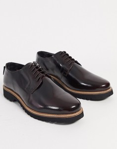 Кожаные бордовые туфли на шнуровке Ben Sherman-Красный