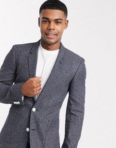 Темно-синий приталенный пиджак ASOS DESIGN
