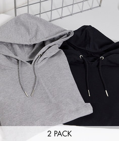 Набор из 2 худи черного и серого цвета ASOS DESIGN-Мульти