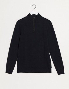 Черный обтягивающий свитшот с молнией ASOS DESIGN