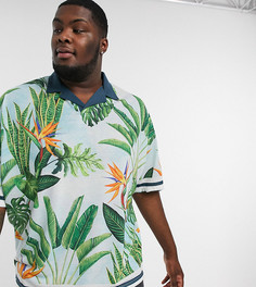 Поло в стиле oversized со сплошным цветочным принтом и отложным воротником ASOS DESIGN Plus-Мульти