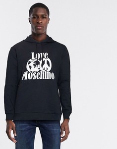 Худи с символом мира Love Moschino-Черный