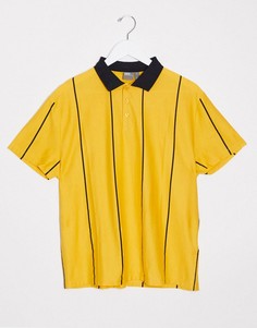 Свободное поло из органического хлопка в вертикальную полоску ASOS DESIGN-Желтый