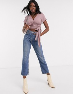 Топ с запахом и кружевной отделкой ASOS DESIGN-Розовый