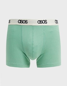 Светло-зеленые боксеры-брифы из пике с названием бренда на поясе ASOS DESIGN-Зеленый
