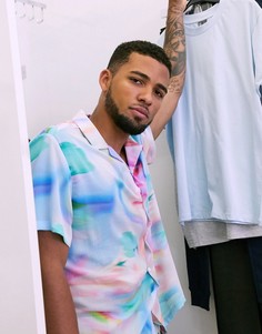 Фестивальная рубашка классического кроя с принтом тай-дай ASOS DESIGN-Синий