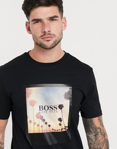Черная футболка с принтом BOSS-Черный
