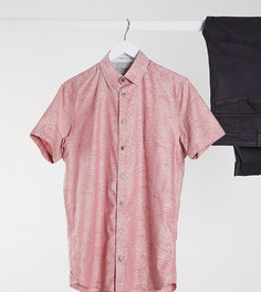 Розовая рубашка с короткими рукавами и лиственным принтом Ted Baker Tall-Розовый