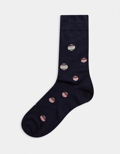 Черные классические носки в полоску и горошек Paul Smith-Черный
