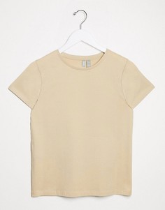 Светло-бежевая футболка из органического хлопка с круглым вырезом ASOS DESIGN ultimate-Светло-бежевый
