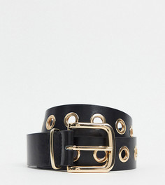 Эксклюзивный черный ремень с золотистыми люверсами My Accessories London