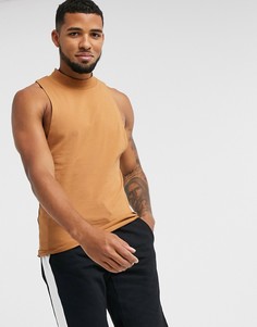 Коричневая обтягивающая майка ASOS DESIGN-Коричневый