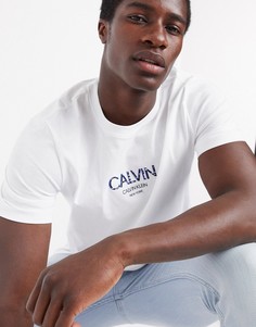 Белая футболка с контрастным логотипом Calvin Klein-Белый