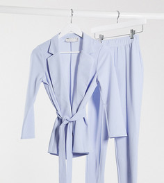 Светло-синий трикотажный блейзер с запахом ASOS DESIGN Petite