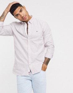 Оксфордская рубашка из органического хлопка в полоску Tommy Hilfiger-Розовый