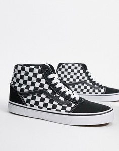 Черно-белые высокие кеды в шахматную клетку Vans Ward-Черный