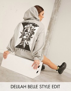 Серое платье в стиле oversized с абстрактным принтом ASOS DESIGN-Серый