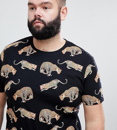 Футболка с леопардовым принтом ASOS DESIGN Plus-Черный