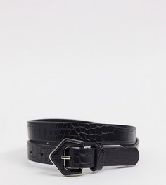 Эксклюзивный черный ремень с эффектом крокодиловой кожи My Accessories London