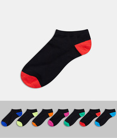 7 пар черных коротких носков с цветными вставками Jack & Jones-Черный