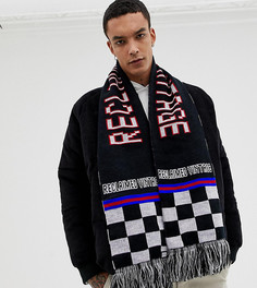 Oversize-шарф в клетку с логотипом и кисточками Reclaimed Vintage inspired-Черный