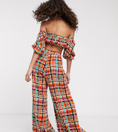 Широкие брюки от комплекта в клетку ASOS MADE IN KENYA-Красный