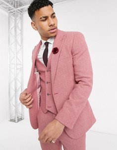 Розовый супероблегающий пиджак с добавлением шерсти ASOS DESIGN wedding