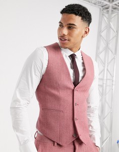 Розовый супероблегающий жилет с добавлением шерсти ASOS DESIGN wedding