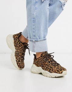 Кроссовки на массивной подошве с леопардовым принтом Skechers DLites 3.0-Мульти