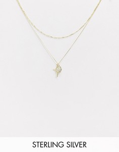 Золотистое ожерелье в несколько рядов с крестом и подвесками Lesa Michelle-Золотой