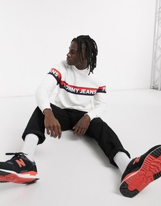 Белый свитшот с логотипом на полосках Tommy Jeans