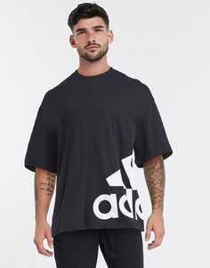 Черная футболка в стиле oversized с логотипом adidas Training-Черный