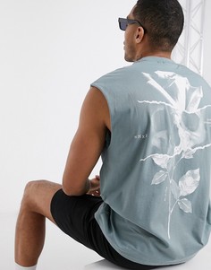 Футболка oversized из органического хлопка без рукавов с принтом ASOS DESIGN-Серый