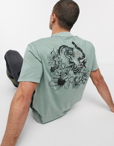 Свободная футболка из органического хлопка с эффектом кислотной стирки ASOS DESIGN-Зеленый